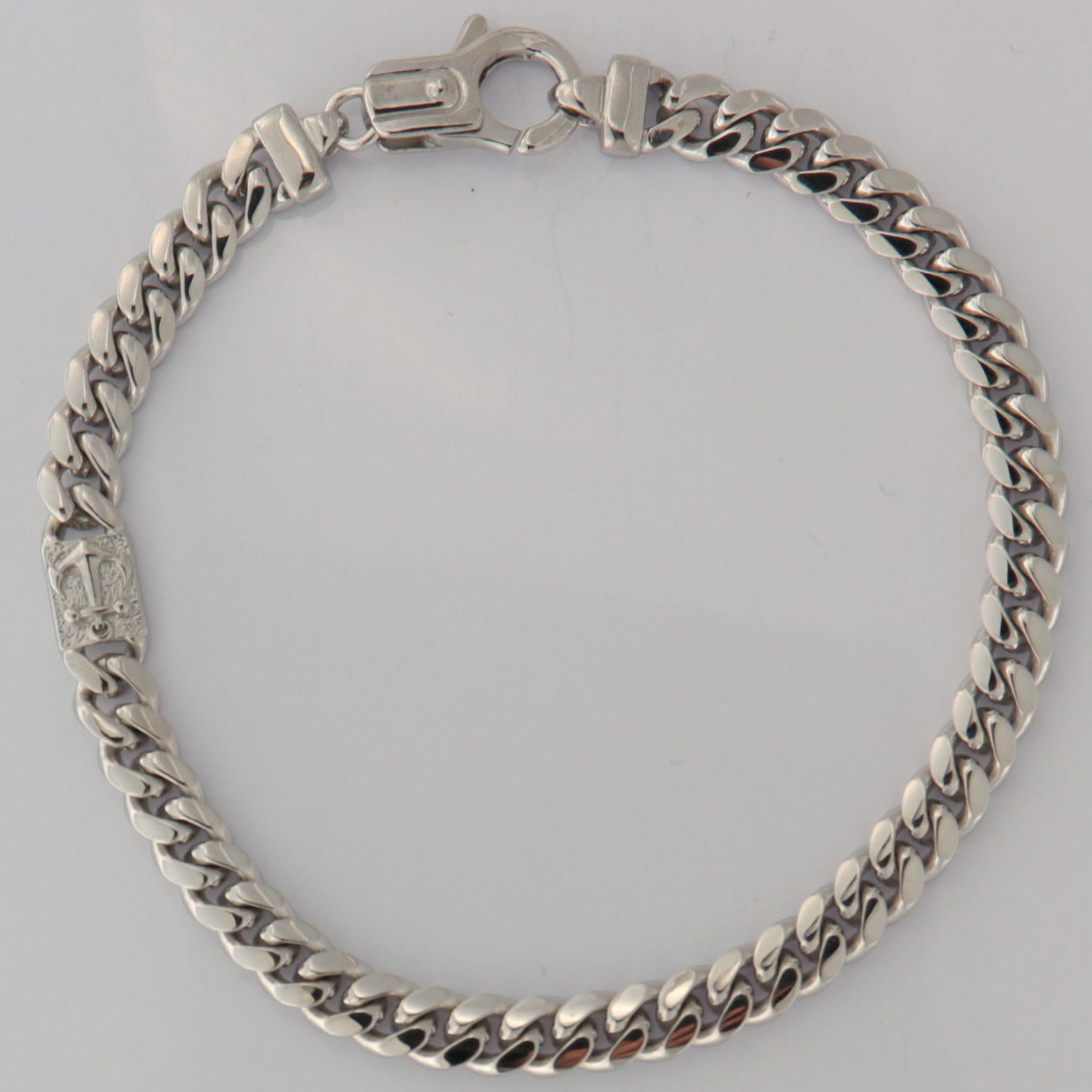 Bracelet men's 1 anchor element rhodium plated-image