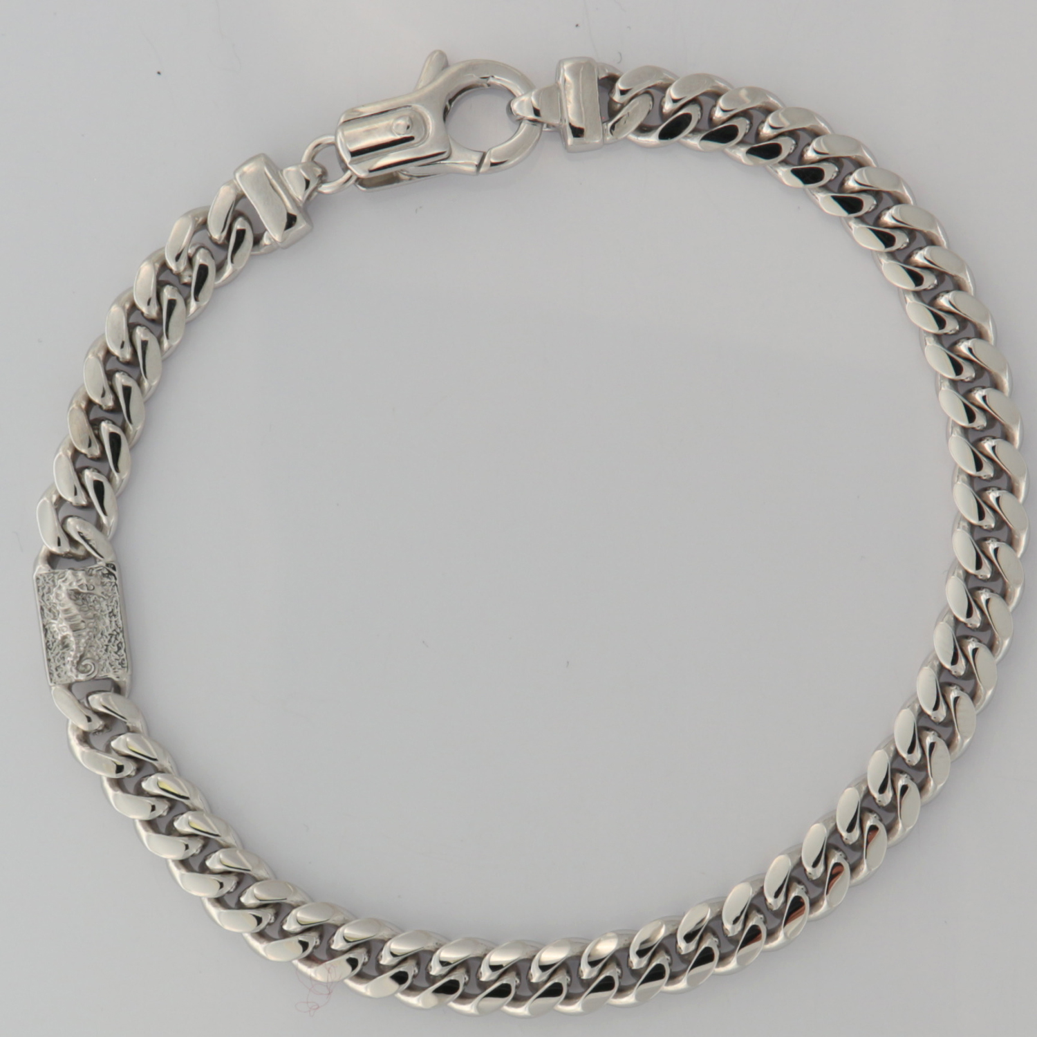 Bracelet men's 1 seahorse element rhodium plated-image