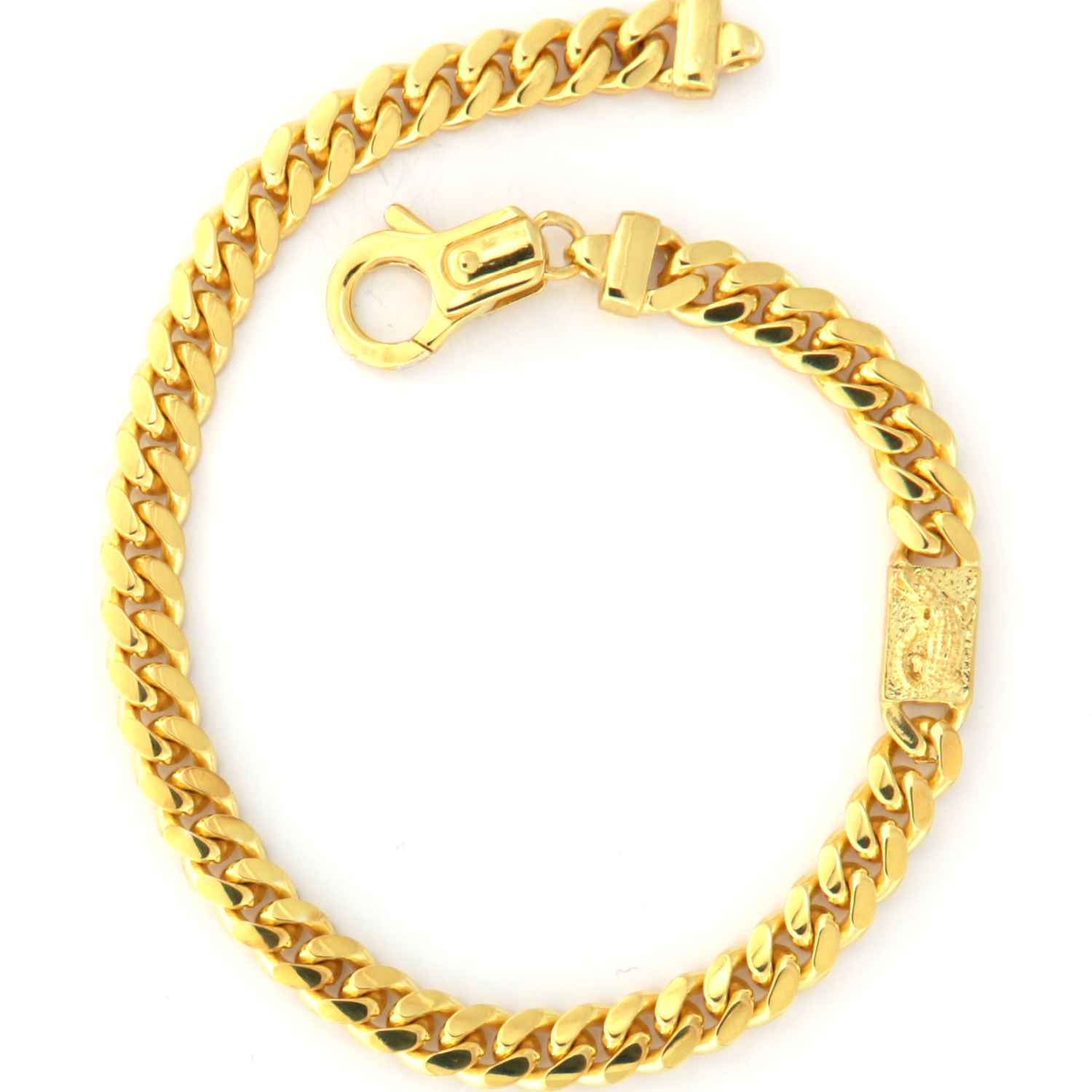 Bracelet men's 1 crocodile element gold plated-image