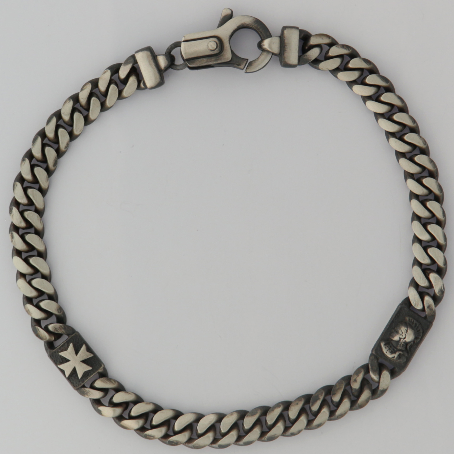 Bracelet men's 2 cross+roman elements oxidized-image