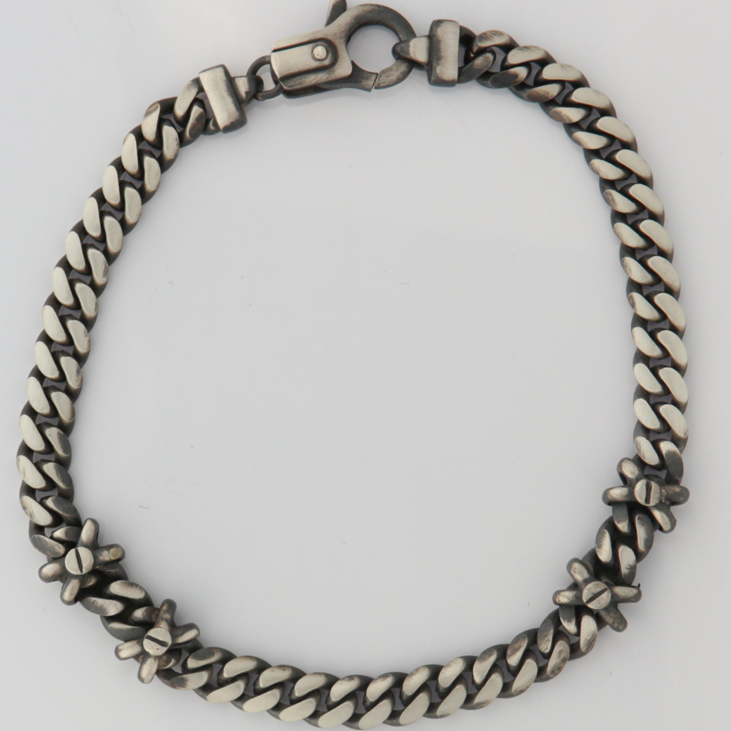 Bracelet men's 2 barbed wire elements oxidized-image