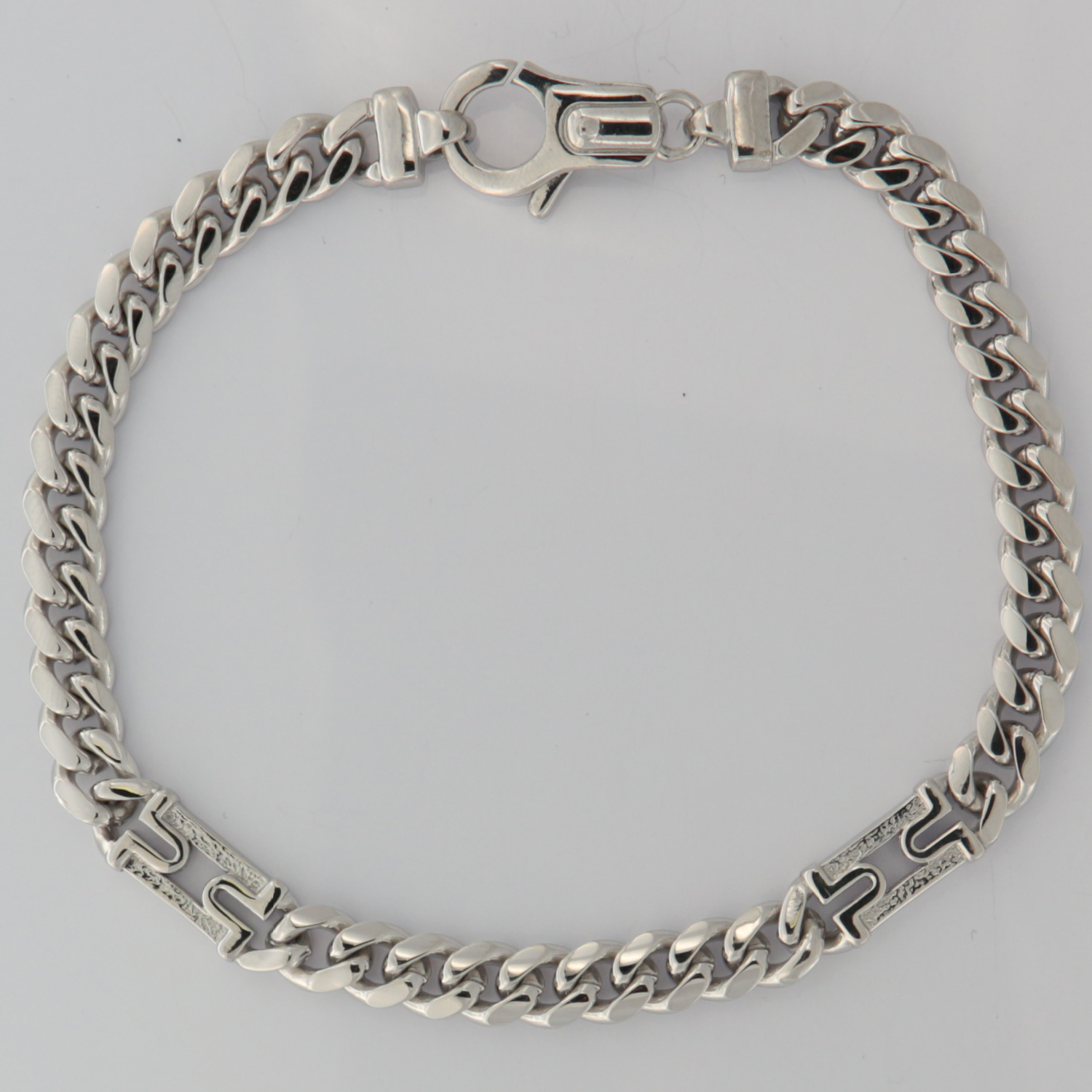 Bracelet men's 2 h elements rhodium plated-image