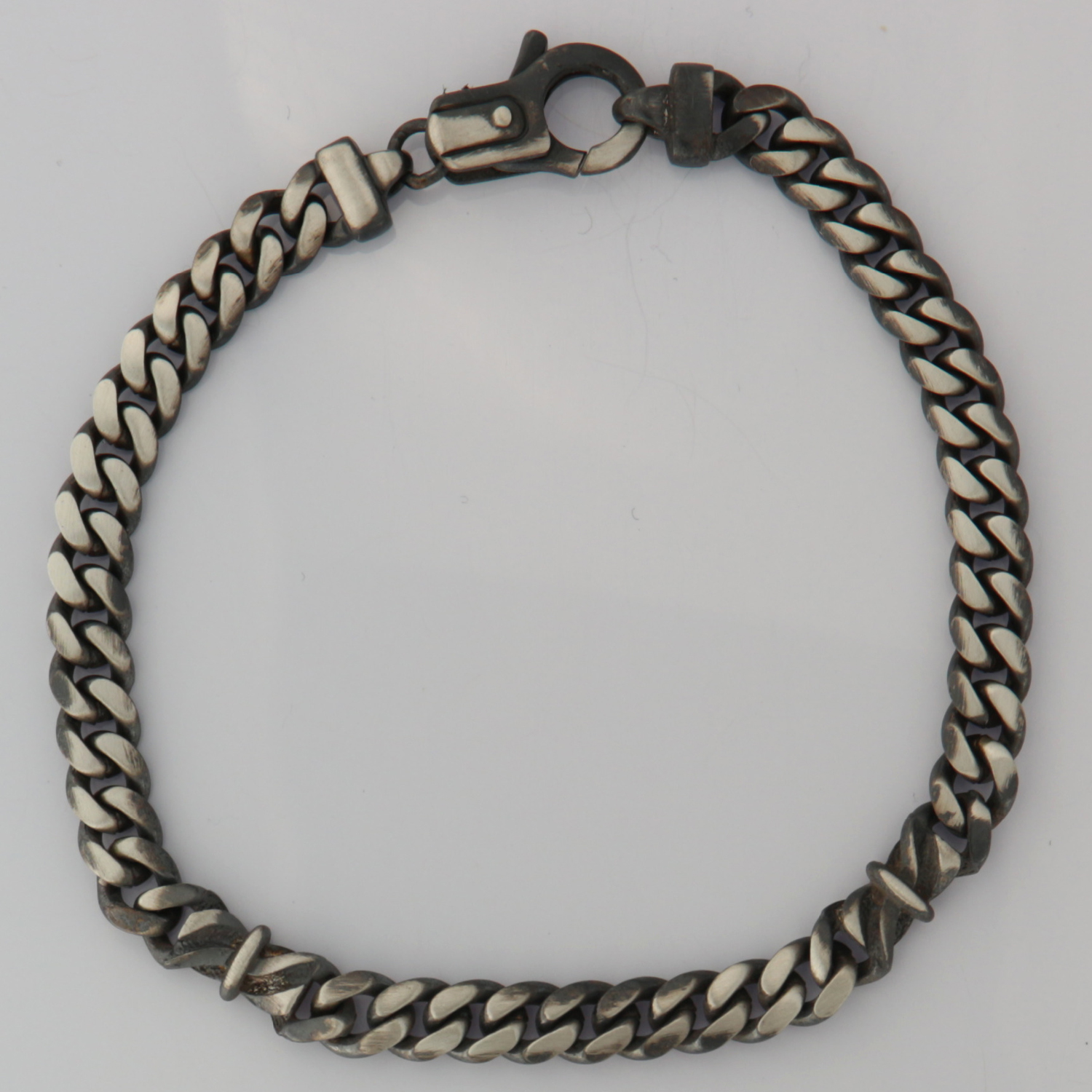 Bracelet men's torchon with ring oxidized-image