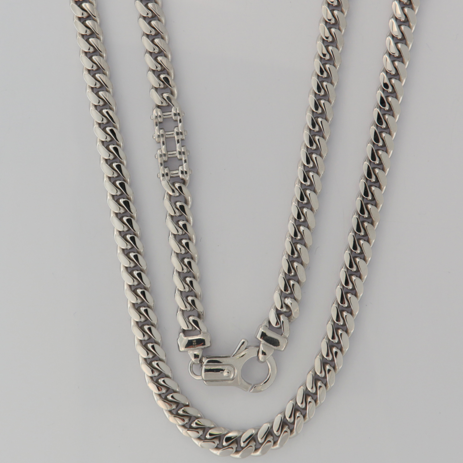 Necklace men's 1 bike chain element rhodium plated-image